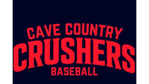 Red text 'Cave Country Crushers Baseball' on a black background